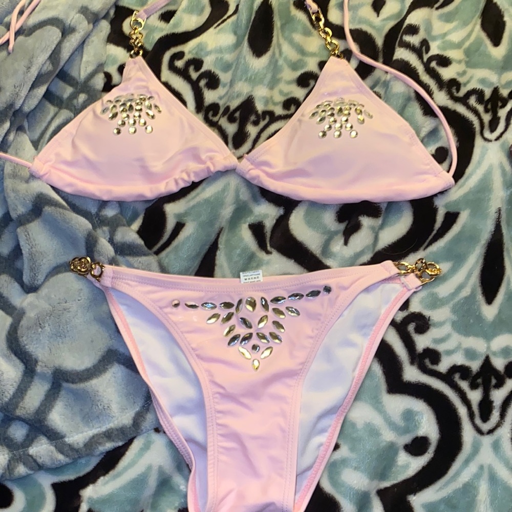 Light pink bikini with rhinestones